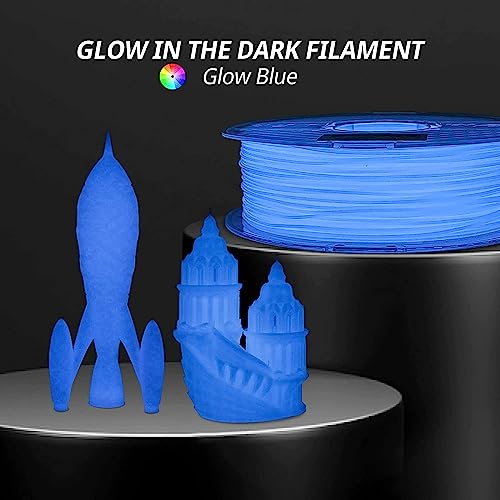 AMOLEN 3D Drucker Filament Glow PLA 1.75mm Blau 1KG