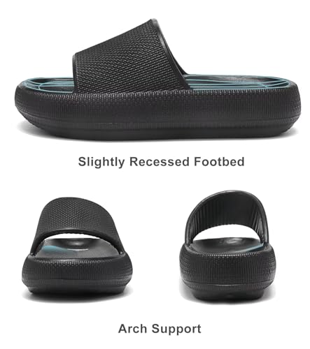 Image of Haifago Cloud Slide Sandals for Women Comfort Recovery Pillow Sandal, Lightweight House Bathroom Shower Slippers Adjustable Double Buckle Platform Slide