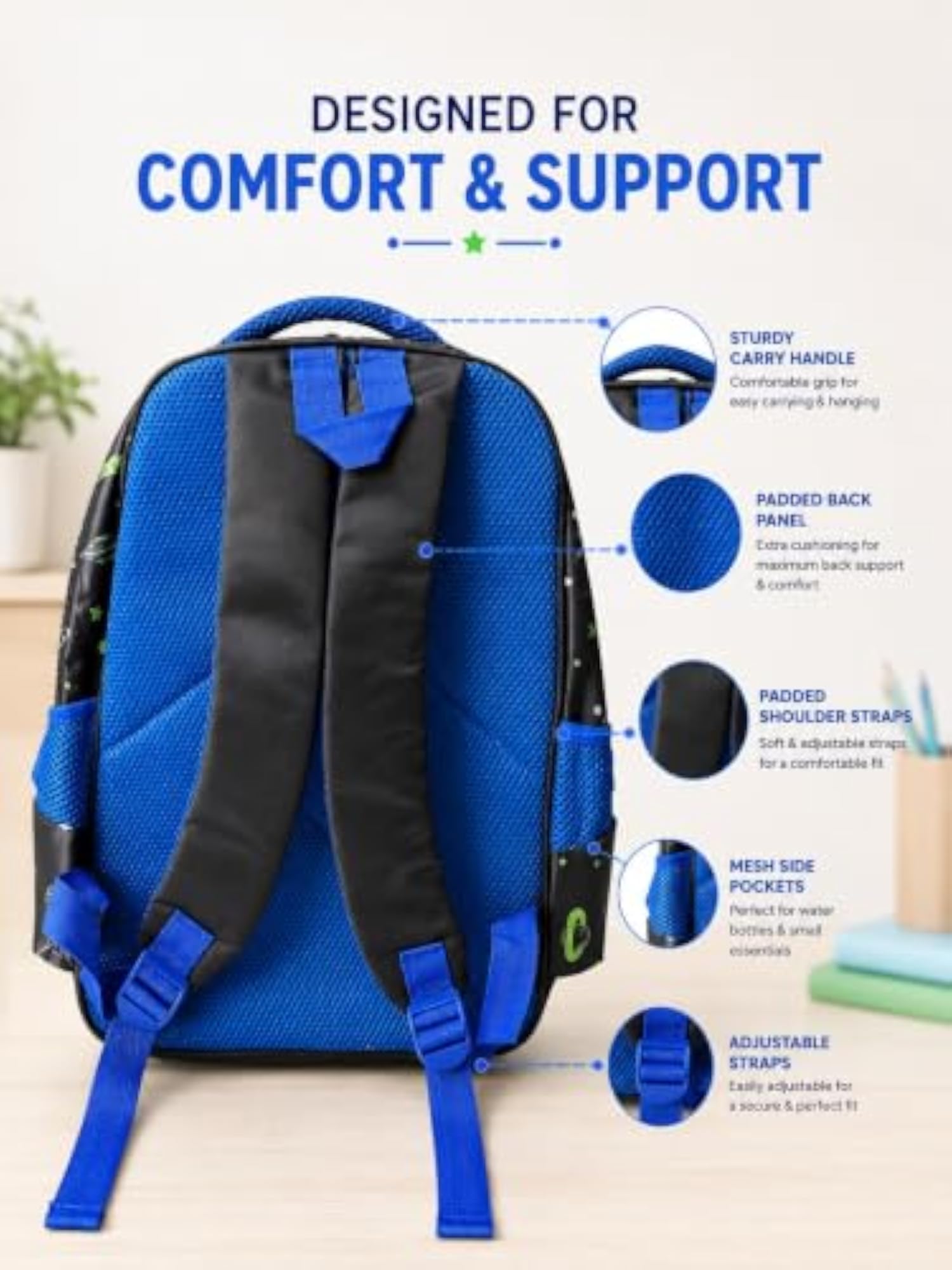 Premium Boys School Bag with 4 Compartments, Waterproof