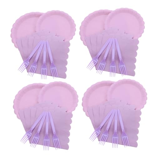 TIDTALEO 使い捨て紙皿 スカラップエッジ付き紙皿 紙ナプキン フォーク付き 誕生日 ベビーシャワー 屋外キャンプ ピクニック用使い捨て食器