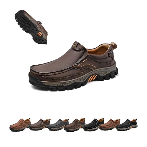 Enjerr Orthopedic Balance Shoes Men, 2025 Slip-On Loafers with Arch Support, Comfortable Durable Leather Casual Walking Shoe