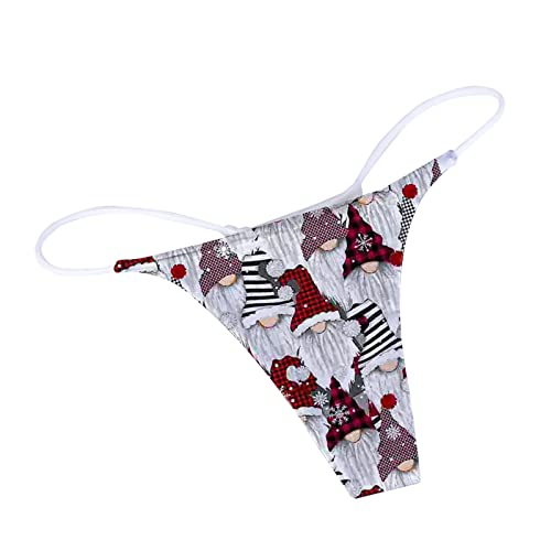 Christmas Sexy Thongs Womens Underwear Naughty For Sex/Play Stretch Straps Panties T-Back Briefs Xmas Gnome Santa Claus Gnome Bikini Thongs String G-Strings Xmas Low Wasit High Cut Knickers Hot Pink #TOP1