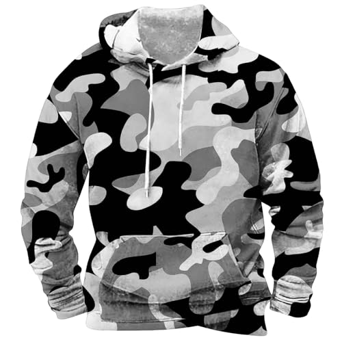 Camo Hoodie Men Long Sleeve Camouflage Drawstring Hooded