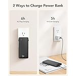 VRURC Portable Charger Built-in Cables and AC Wall Plug, USB C Power Bank 10000mAh, Travel Essentials Phone Charger Compact Lightweight External Battery Pack for Smart Phones, Tablets-Pure Black - Image 4