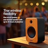House of Marley Get Together Duo 2 Active Bookshelf Speakers - 2 x 10 W, 1 Portable + 1 Fixed Speaker with Bluetooth Stereo Pairing, RCA/AUX Input, Turntable Compatible, Sustainable Design, Bamboo - Image 6