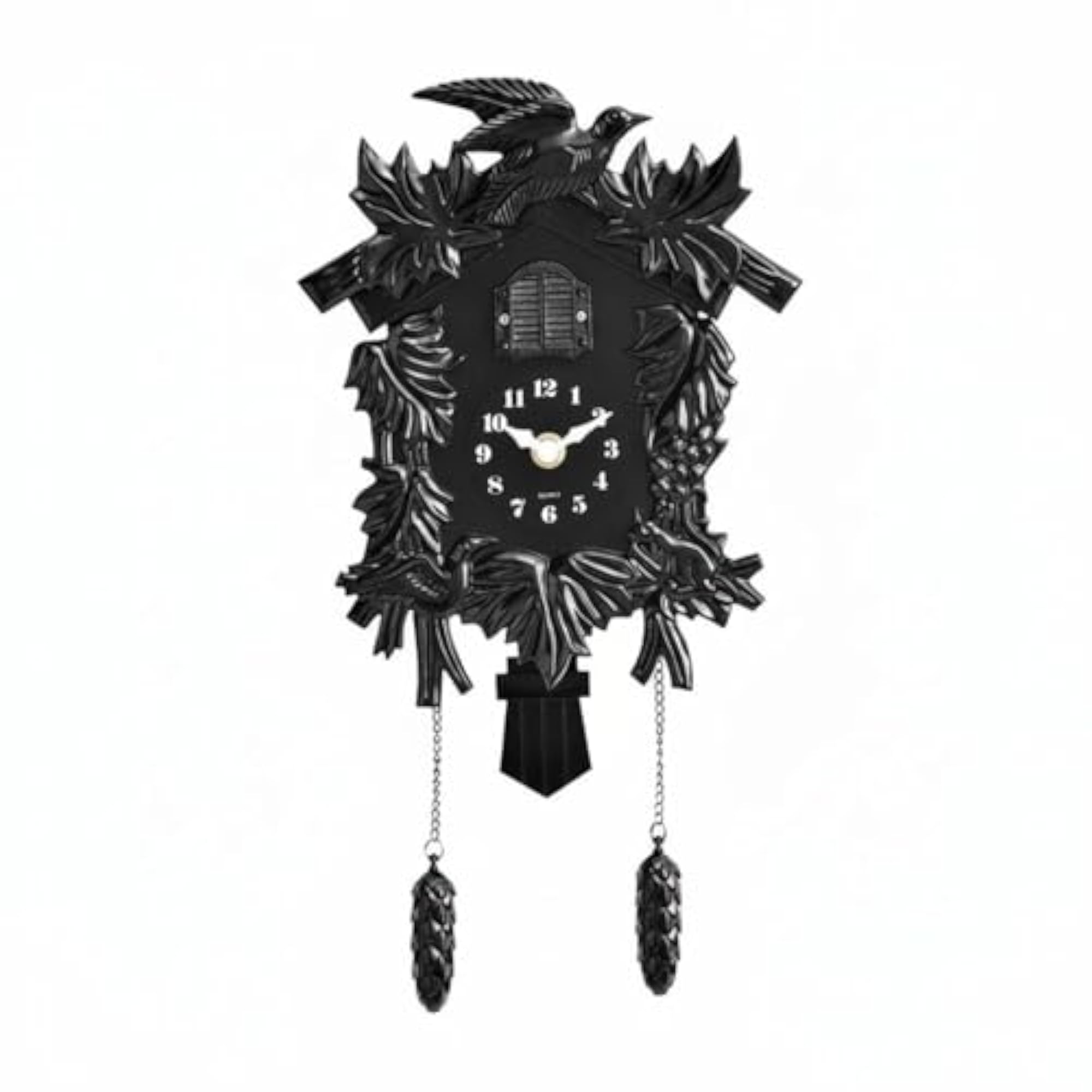 Distressed Finish Cuckoo Timepiece with Pinecone Pendulum, Black