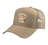 Pancake King Trucker Hat with Adjustable Mesh Back, Khaki