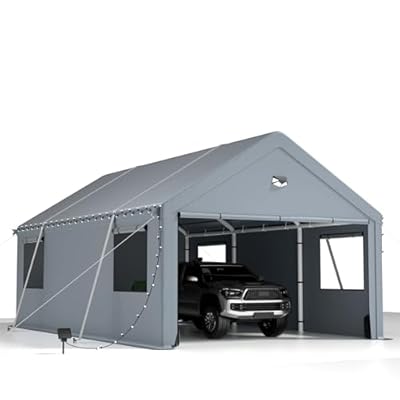 Carports 12X20 Heavy Duty?Car Port with 180G Removable Side Walls, Carport Canopy, Portable Car Port Garage, Car Shelter All Weather,Grey