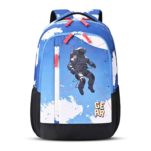 Image of Gear Lost In Space 17 inch /30L Large Water Resistant School Bag | Casual Backpack | Daypack | Travel Backpack | Kids Bag for Boys /Girls (Blue - Red)