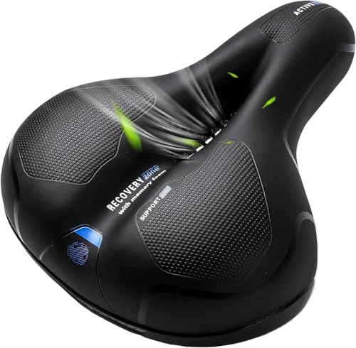 OSIGEI Fahrradsattel, Gel Fahrradsitz, breiter, weicher, komfortabel atmungsaktiv stoßdämpfend, Ergonomisch Fahrrad Sattel mit wasserdichte Abdeckung (blau)