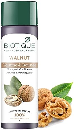 Biotique Walnut Volume and Bounce Shampoo and Conditioner | For Fine and Thinning Hair| Volumizing Shampoo for Thin Hair |100% Botanical Extracts |190ml