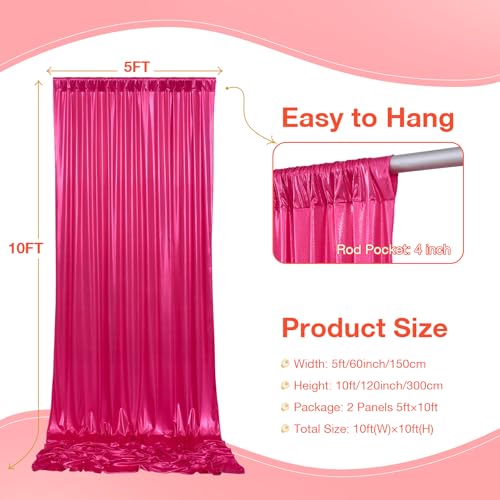 Image of 20x10 Wrinkle Free Hot Pink Sequin Backdrop Curtain for Parties-Thick Not Fall-Off Glitter Fuchsia Backdrop Drapes-4 Panels 5x10ft Shimmer Photo Back Drop Cloth for Wedding Birthday Photography