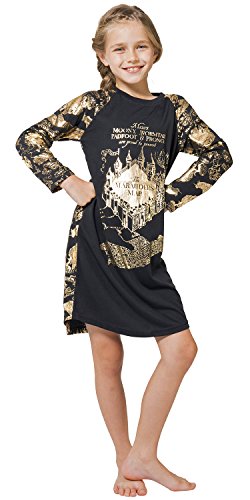 INTIMO Big Girls' Harry Potter Marauders Map Raglan Nightgown (10/12)