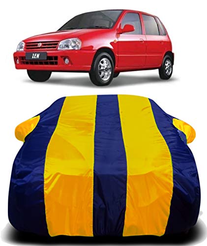 Image of Waterproof Car Cover with Ultra Surface Body Protection (Yellow Stripes) (Maruti Suzuki Zen)
