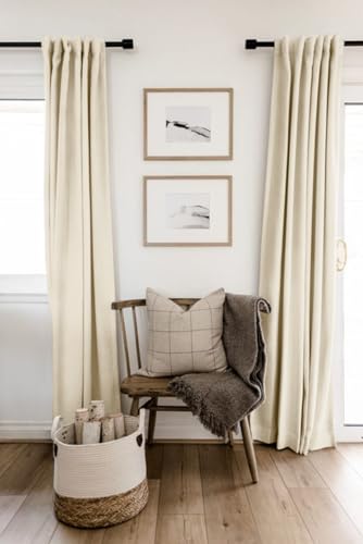 Image of 100% Blackout Shield Linen Blackout Curtains for Bedroom 72 Inches Long, Back Tab /Rod Pocket Living Room Drapes, Thermal Insulated Blackout Curtains 2 Panels Set, 50 inch W x 72 inch L,Cream Beige
