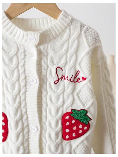 SOLY HUX Girl's Cute Cardigan Sweater Strawberry Embroidery Button Down Crewneck Long Sleeve Knit Cardigans3