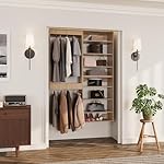 ROOMTEC Modular Closet System, 64" Wall-Mounted Closet Organizer with Hanging Rods and Shelves, Wooden Tower for Walk-In Closets, Wardrobe Storage Kit, Wood - Image 3