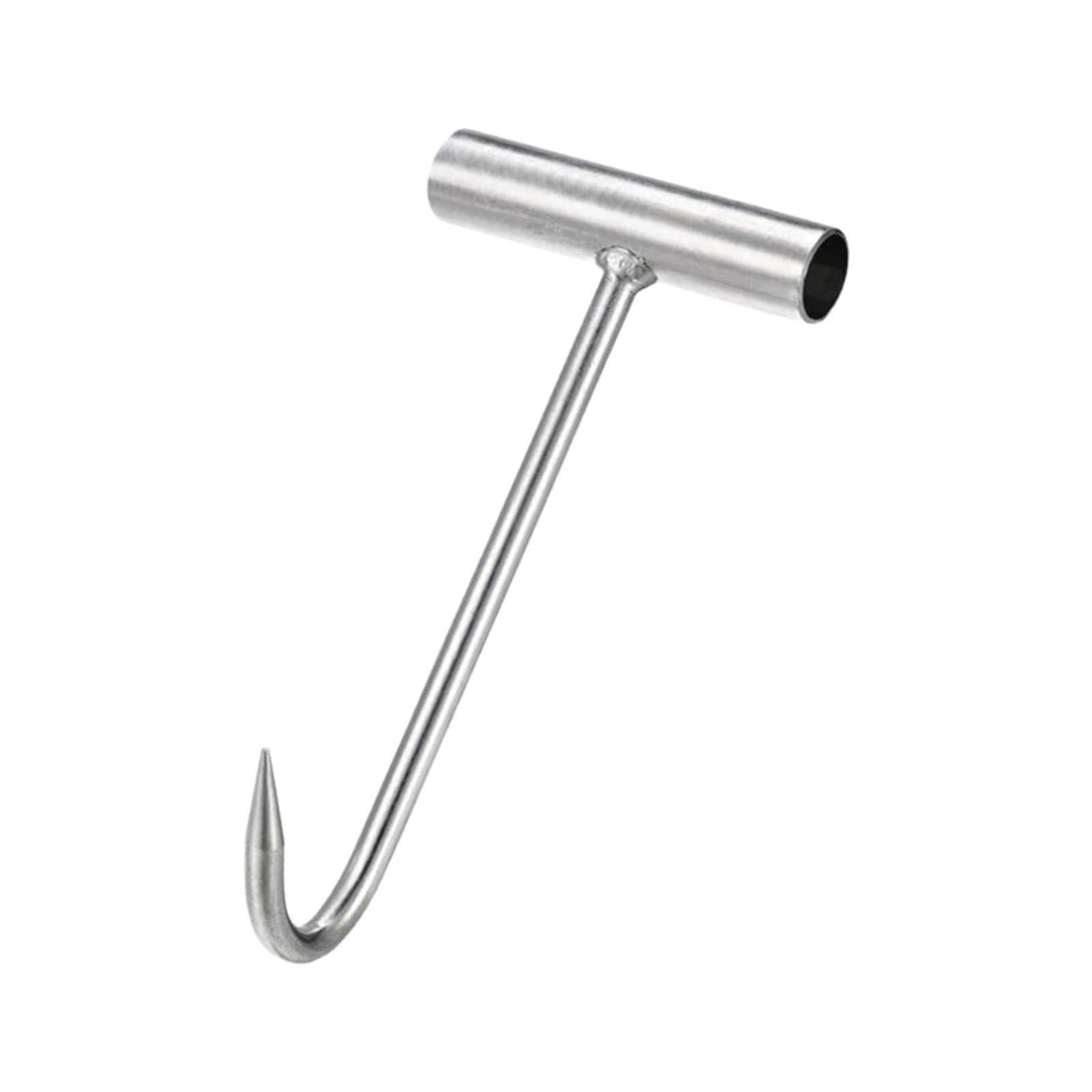 Qianly Manhole Hook Well Cover Lifter Tool Rigid Tool Hook Lift Manhole Covers Steel with T Shape Handle Utility Tool, 30CM