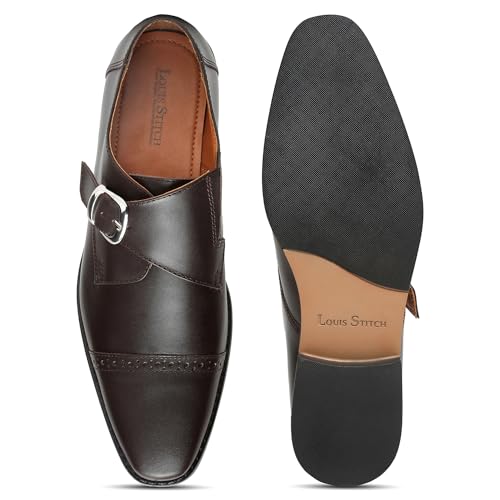 Image of LOUIS STITCH Men's Formal Shoes | Italian Leather Double Monk Strap Handcrafted | Stylish Slipon Shoes for Business, Formal, (LSRXSM)