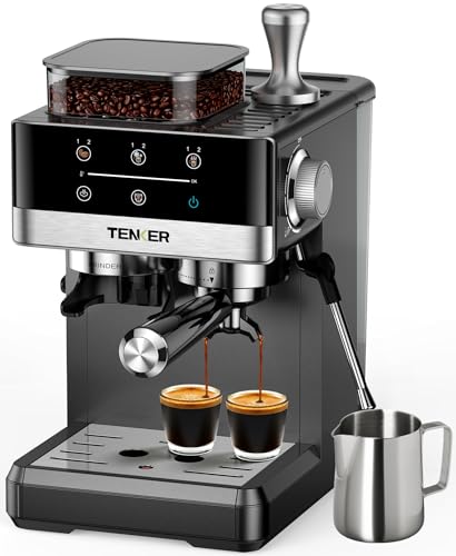 Comparison: Best Milk Coffee Machine For Home 6 TENKER Espresso Machine with Grinder, 20 Bar Coffee Machine with Milk Frother for Home, All-in-One Stainless Steel Coffee Maker to Make Latte, Cappuccino, Hot or Cold Brew Iced Coffee, Americano