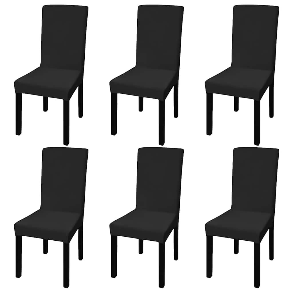 Housses de chaise extensibles noir x6 pour salle à manger et salon