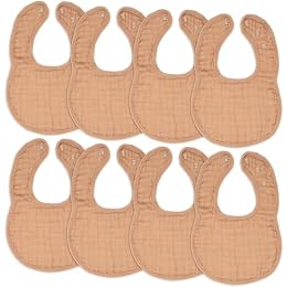 Comfy Cubs Muslin Bibs for Babies, Pack of 8 - Caramel