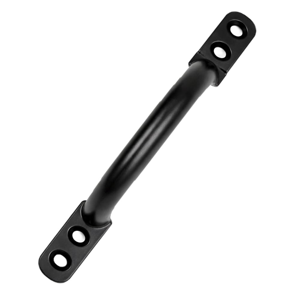 SCORPIO HARDWARE® Black Galvanised Antique Hot Bed D Pull Handle 6" 7" Heavy Duty Vintage Style Door Pull Handle with Fixing Screw for Kitchen Cupboard Cabinet Drawer (Black, 175mm - 7" Inch)