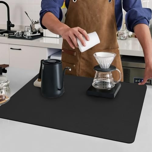 SOQKEEN Alfombrilla Escurreplatos, 60 x 40 cm Súper Absorbente Alfombra Escurreplatos, Self Drying Mat Alfombrilla Fregadero Cocina Antideslizante para Mostrador, Esterilla de Secado para Cafetera - imagen 5