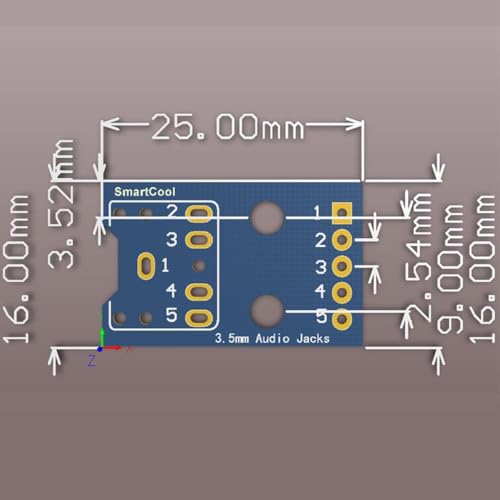 Prise audio 3.5mm stéréo double canal sur PCB 5 broches pour soudure propre