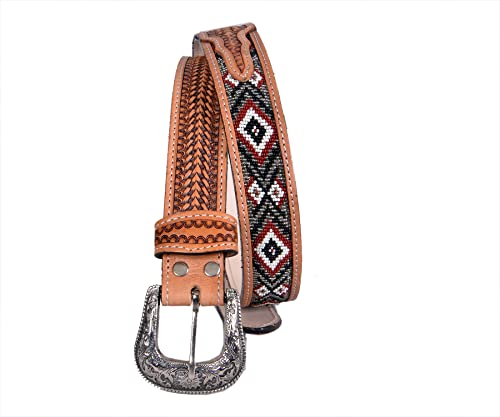 Western Beaded Genuine Leather Belt For Men and Women 30HQ1083