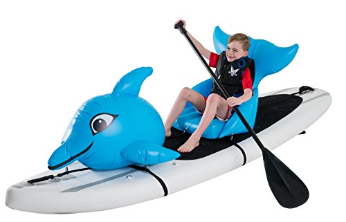 Stand Up Floats Inflatable Toy Dolphin and seat Easily attaches to Any SUP Paddle Board with Removable Universal Harness, Blue, Large, by