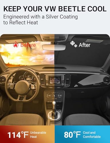 Image of Proadsy 2026 Upgrade Front Windshield Sun Shade Foldable Sunshade Protector Custom Fit 2012-2019 VW Beetle Accessories