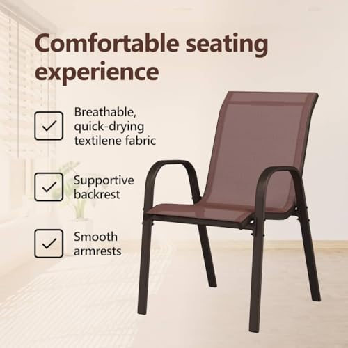 Ensemble bistro de jardin 3 pcs marron acier avec table ronde et 2 chaises - 5