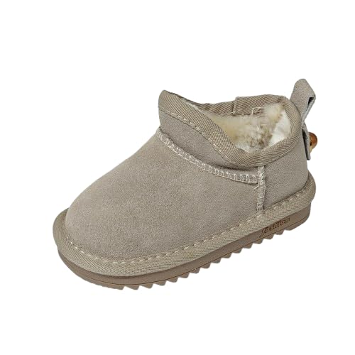 Unisex Kids' Suede Outdoor Slip-On Shearling Boots, Snow boots (grey, Little Kid, 11, Numeric Range, US Footwear Size System, 11.5, Medium)