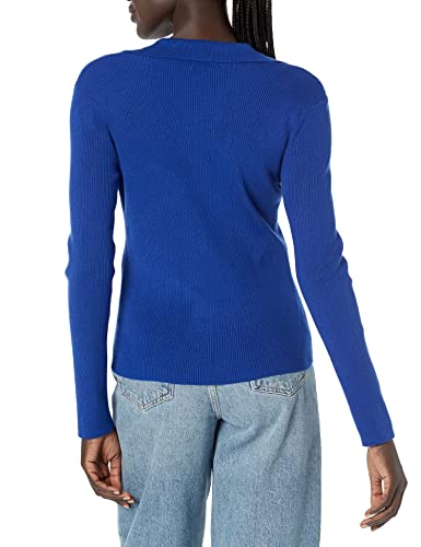 Image of Calvin Klein Women's Johnny Collar V Neck Lightweight Long Sleeve Comfortable Sweater
