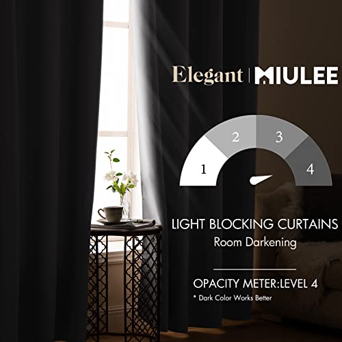 MIULEE 90" Long Blackout Curtains Room Darkening Thermal Insulated Drapes Solid Window Treatment Set Grommet Top Light Blocking Curtain for Living Room/Bedroom 2 Panels Grey