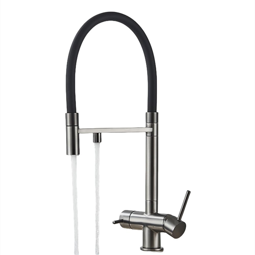 ZQFHSX Filtered Kitchen Faucet Black & Grey Water Purification Tap Mixer for Clean Drinking Stylish Design Upgrade Easy Installation