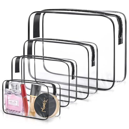 Lychico 4-Pack Makeup Bag TSA Approved Clear Travel Toiletries Bag Waterproof Cosmetic Bag with Zipper Travel Essentials for Toiletries & Cosmetics