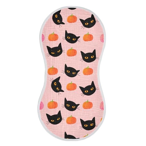 Baby Burp Cloths, Soft Absorbent Burping Cloths for Babies, Cotton Milk Spit Up Rags, Large Size for Newborns, Baby Boys and Girls (Spooky Cats)