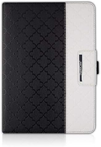 Thankscase Case Compatible for iPad Pro 9.7, Rotating Leather Case Cover with Beautiful Quatrefoil Lattice Embossed Pattern, Swivel Case Bulit-in Wallet Pocket and Hand Strap (Black Quatrefoil)