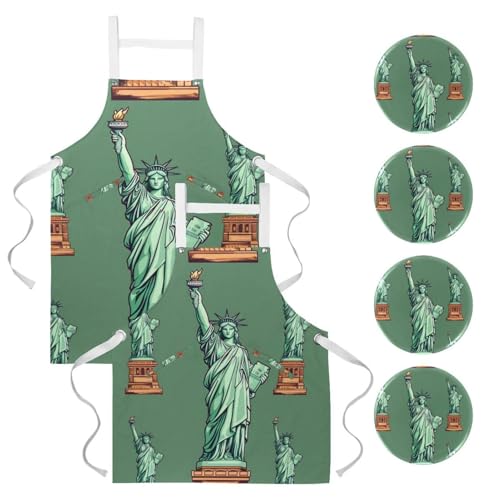Tabliers de cuisine Statue de la Liberte pour cuisiner en duo lors de vos barbecues en famille