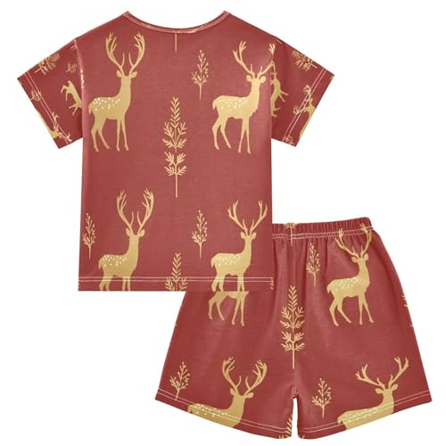 senya Short Sleeve Pajamas Sets Summer Cotton Sleepwear Golden Deer2
