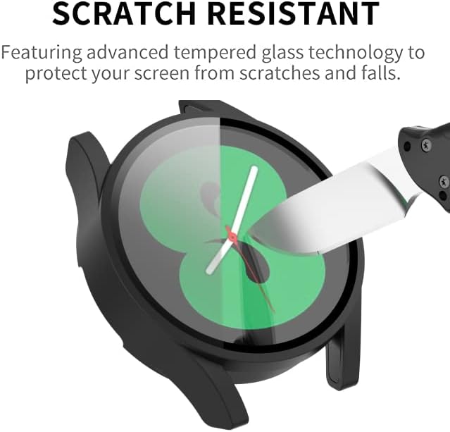 8-Pack Case Covers Compatible with Samsung Galaxy Watch 4 44mm Case, Scratch-Resistant PC Protective Case with HD Tempered Glass Screen Protector (Multicolor8-Pack, Watch4 44mm)