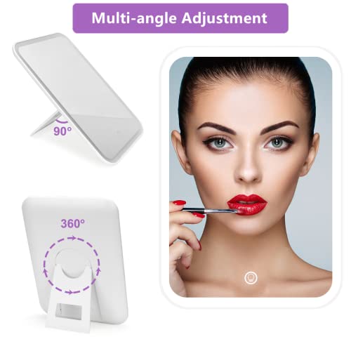 Flymiro Lighted Makeup Mirror With Lights, Vanity Mirror With Led Brightness Adjustable Portable Usb Rechargeable, Light Up Tabletop Cosmetic Compact Mirror For Makeup,Travel #TOP4