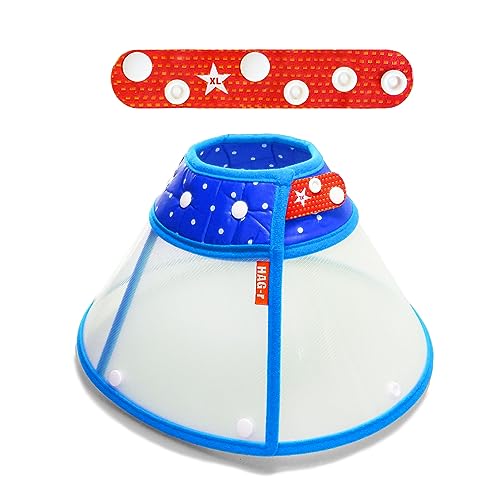 Image of Loosen Pochi Small Dog Cone with Supporters, Cat Cone, Adjust Dog's Neck to be 1inch Wider When Sleeping(Blue, Comfy Snapper Set-XL)