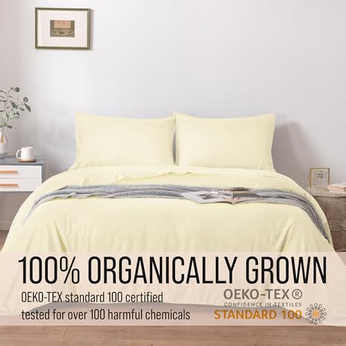 Image of Bella Coterie 6 Piece Luxury Bamboo Viscose King Size Sheet Set | 100% Organically Grown | Cooling for Hot Sleepers | 18 inch Deep Pocket | Soft & Hypoallergenic | 4 Pillowcases [Lemonade]