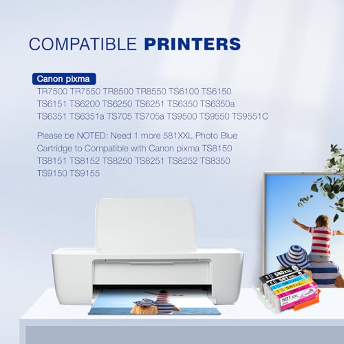 KINGWAY 580XXL 581XXL Ink Cartridges Replacement for Canon 580 & 581 Ink Cartridges Compatible with Pixma TS705 TR8550 TR7550 TS6150 TS6151 TS6250 TS6251 TS6350 TS8350 TS8351 TS9550 TS8352, 5 Pack - Image 2