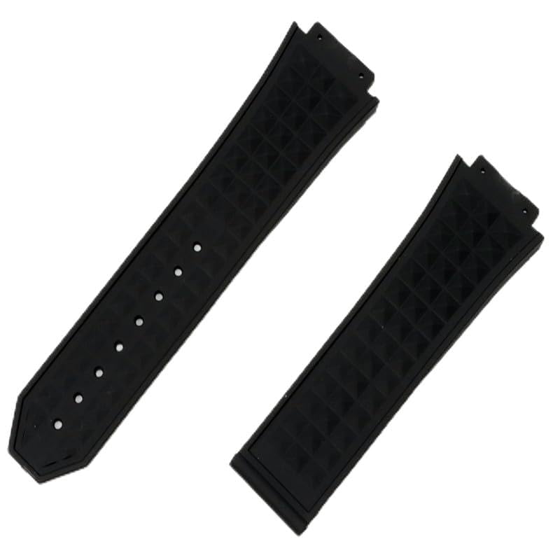 26 * 19mm black diamond Silicone Rubber Wrist Bracelet steel butterfly Buckle For strap watch band
