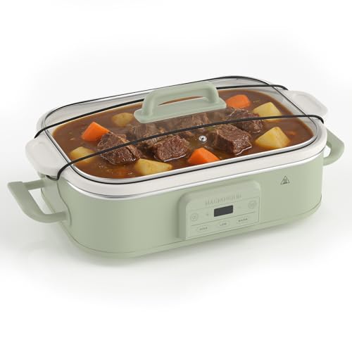 Magnifique AMZ/US Magnifique 4 Quart Casserole Digital Slow Cooker, Premium Ceramic Bakeware for Oven, Dishwasher Safe Baking Dish, Sage