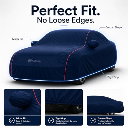 Image of Premium 100% Waterproof Car Cover for Ford Freestyle Model | All-Weather, UV & Dust Protection | Heavy-Duty 3-Layer Fabric | Custom Fit with Mirror & Antenna Pockets | Navy Blue